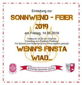 Banner Freiwillige Feuerwehr Zenting: Sonnwendfeier 