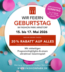 Banner Fashion Park Arnstorf Geburtstag