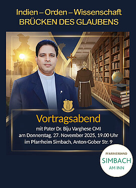 Banner Indienvortrag: Glaube, Orden, Wissenschaft