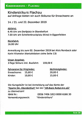 Banner Kinderskikurs SV Eintracht Oberdietfurt