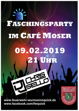 Banner Faschingsparty im Café Moser
