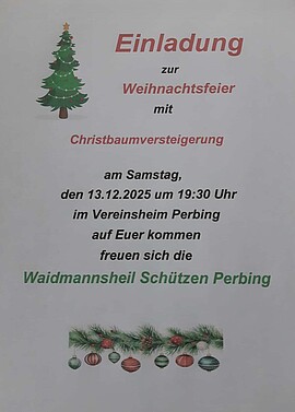 Banner Weihnachtsfeier mit Christbaumversteigerung
