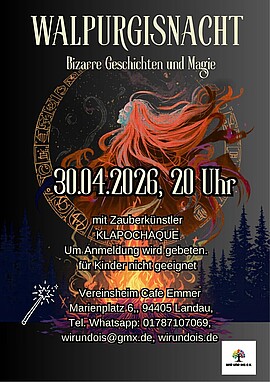 Banner Walpurgisnacht: Bizarre Gesichten und Magie mit Zauberkünstler Klapochaque