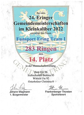 Banner Gemeindemeisterschaft im Kleinkaliber schießen