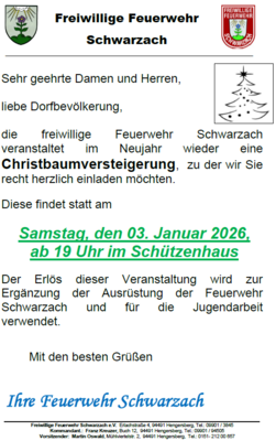 Banner Christbaumversteigerung FF Schwarzach