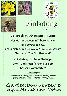Banner Gartenbauverein Tabertshausen - Jahreshauptversammlung