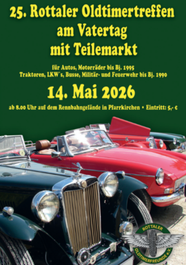 Banner 25. Rottaler Oldtimertreffen mit großem Teilemarkt