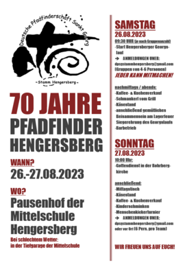 Banner 70 Jahre Pfadfinder Hengersberg