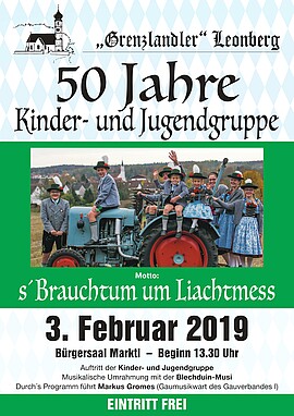Banner 50 Jahre Kinder- und Jugendgruppe GTEV "Grenzlandler" Leonberg e.V.