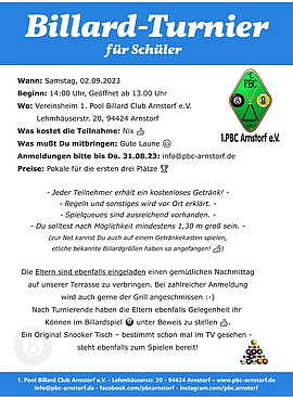 Banner Billard-Turnier für Schüler