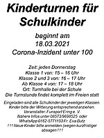 Logo Turnstunden für Schulkinder finden wieder statt ! ! !