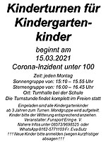 Logo Turnstunden für Kindergartenkinder finden wieder statt ! ! !