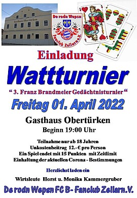Banner Wattturnier - De rodn Wepsn FCB Fanclub Zeilarn e. V.