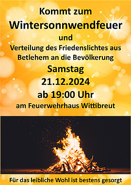Banner Wintersonnwendfeuer FF Wittibreut
