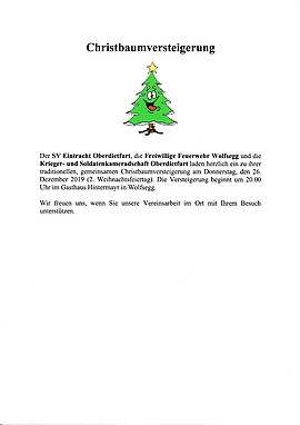 Banner Christbaumversteigerung