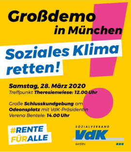 Banner VdK Großdemonstration #Rentefüralle