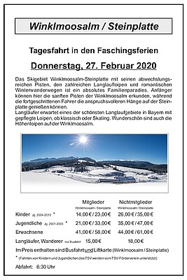 Banner Ski-Tagesfahrt zur Winklmoosalm / Steinplatte