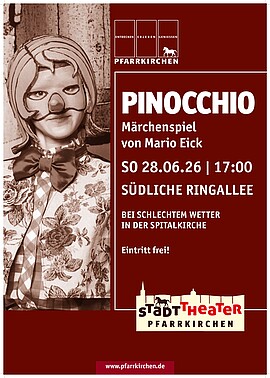 Banner StadtTheater: Pinocchio-Abenteuer im Bauch des Walfischs | Familientheater unter freiem Himmel