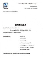 Logo !! ACHTUNG ABGESAGT!! Jahreshauptversammlung 1860 Fanclub Tabertshausen