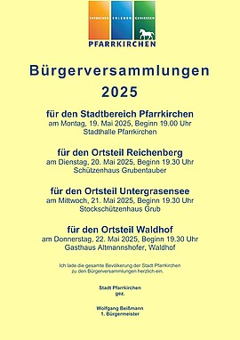 Banner Bürgerversammlung 2025 für den Ortsteil Untergrasensee