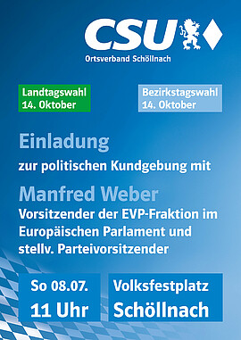 Banner Politische Kundgebung mit Manfred Weber