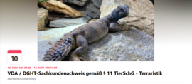 Banner VDA / DGHT-Sachkundenachweis gemäß § 11 TierSchG - Terraristik
