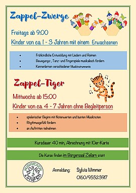Banner Musikalische Früherziehung - "Zappel-Zwerge" - Kinder 1-3 Jahre