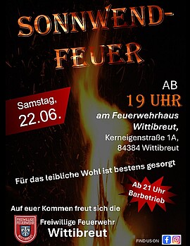 Banner Sonnwendfeuer FF Wittibreut