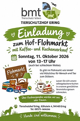 Banner Hof-Flohmarkt mit Kaffee- und Kuchenverkauf