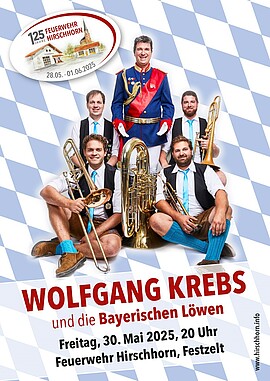 Banner Kartenvorverkauf für den Kabarettabend mit "Wolfgang Kerbs und die Bayerischen Löwen"