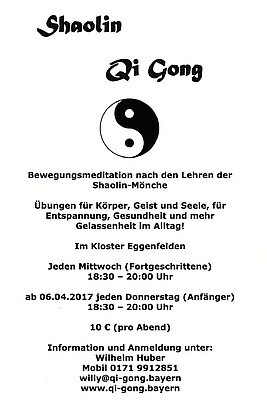 Banner Shaolin Qi Gong - neuer Kursbeginn