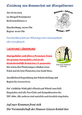 Banner Sommerfest mit Minigolfturnier