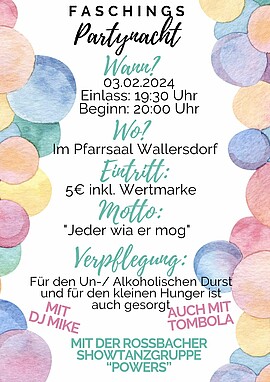 Banner FASCHINGS - PARTY - NACHT