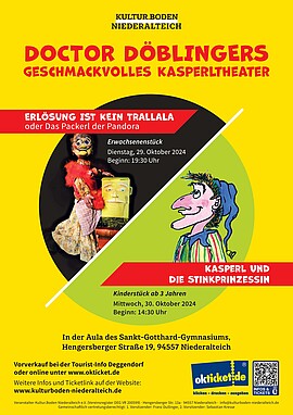 Banner DOCTOR DÖBLINGERS geschmackvolles Kasperltheater *** KINDERSTÜCK: "Kasperl und die Stinkprinzessin"