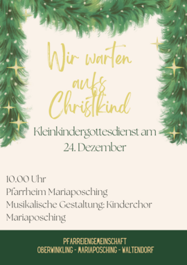 Banner Wir warten aufs Christkind - Kleinkindergottesdienst