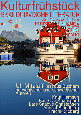 Banner KULTURFRÜHSTÜCK im GLASBAU - mit skandinavischer Literatur, Lesung