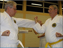 Banner Gesundheitssport mit Elementen aus dem Karate für Neueinsteiger von etwa 40 - 70 Jahre